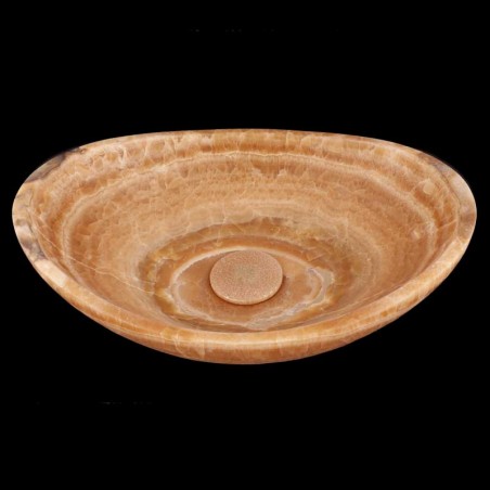 Chocolate Onyx Honed Oval Concave Design Basin 4123 With Matching Pop-Up Waste