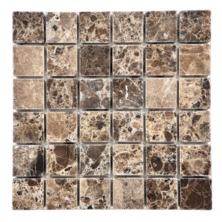 Emperador Dark Tumbled Square Marble Mosaic Tiles 48x48