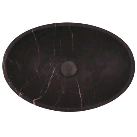 Pietra Grey Honed Oval Concave Design Basin Limestone 4106 With Matching Pop-Up Waste
