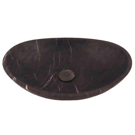 Pietra Grey Honed Oval Concave Design Basin Limestone 4106 With Matching Pop-Up Waste