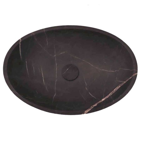 Pietra Grey Honed Oval Concave Design Basin Limestone 4107 With Matching Pop-Up Waste