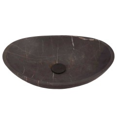Pietra Grey Honed Oval Concave Design Basin Limestone 4108 With Matching Pop-Up Waste