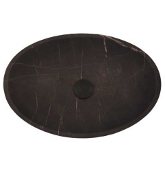 Pietra Grey Honed Oval Concave Design Basin Limestone 4108 With Matching Pop-Up Waste