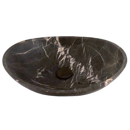 Pietra Grey Honed Oval Concave Design Basin Limestone 4109 With Matching Pop-Up Waste