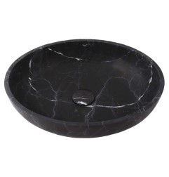 Nero Marquina Honed Oval Basin Marble 4073 With Matching Pop-Up Waste