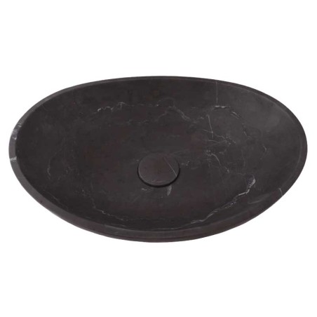 Pietra Grey Honed Oval Concave Design Basin Limestone 3989 With Matching Pop-Up Waste
