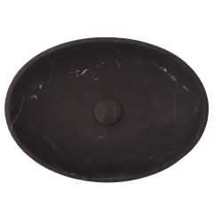 Pietra Grey Honed Oval Concave Design Basin Limestone 3990 With Matching Pop-Up Waste