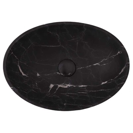 Nero Marquina Honed Oval Concave Design Basin Marble 3991 With Matching Pop-Up Waste