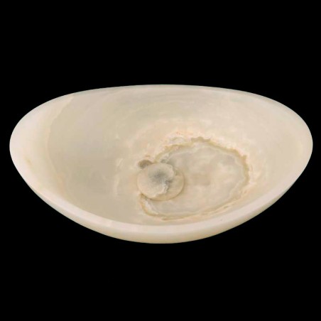 White Onyx Honed Oval Basin Concave Design 4128 With Matching Pop-Up Waste