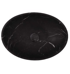 Nero Marquina Honed Oval Concave Design Basin Marble 3992 With Matching Pop-Up Waste