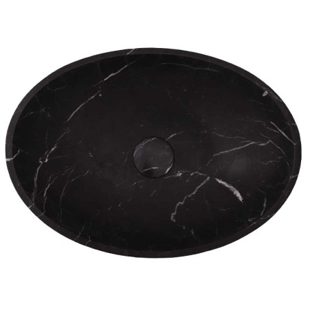 Nero Marquina Honed Oval Concave Design Basin Marble 3992 With Matching Pop-Up Waste