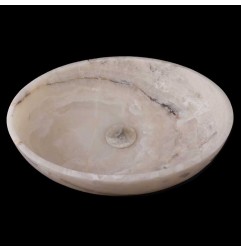 Pearl White Onyx Honed Oval Basin 4003 With Matching Pop-Up Waste