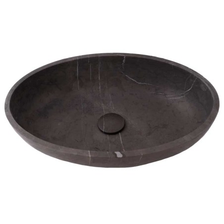 Pietra Grey Honed Oval Basin Limestone 4071 With Matching Pop-Up Waste