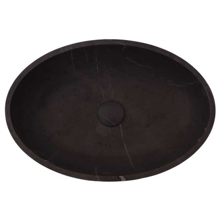 Pietra Grey Honed Oval Basin Limestone 4071 With Matching Pop-Up Waste