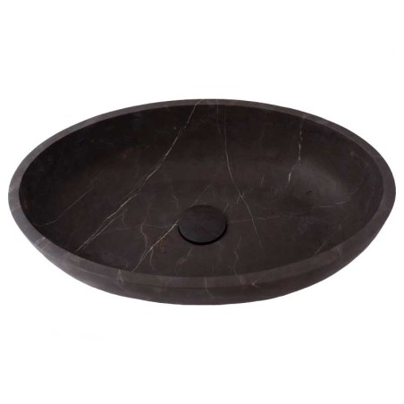 Pietra Grey Honed Oval Basin Limestone 4072 With Matching Pop-Up Waste