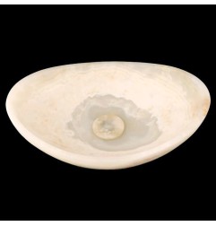 White Onyx Honed Oval Basin Concave Design 4130 With Matching Pop-Up Waste
