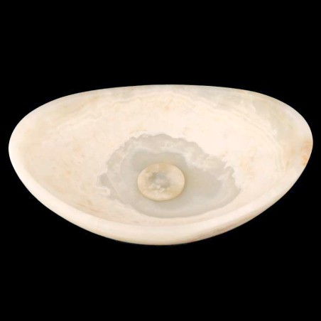 White Onyx Honed Oval Basin Concave Design 4130 With Matching Pop-Up Waste