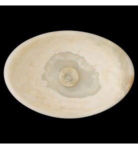 White Onyx Honed Oval Basin Concave Design 4130