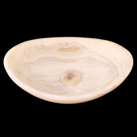 White Onyx Honed Oval Basin Concave Design 4133 With Matching Pop-Up Waste