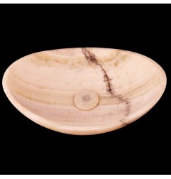 White Tiger Onyx Honed Oval Basin Concave Design 4136 With Matching Pop-Up Waste