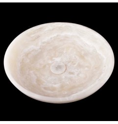 Pearl White Onyx Honed Round Basin 3945 With Matching Pop-Up Waste
