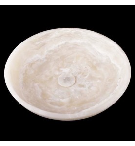 Pearl White Onyx Honed Round Basin 3945