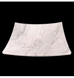 Persian White Honed Plate Design Basin Marble 4196 With Matching Pop-Up Waste