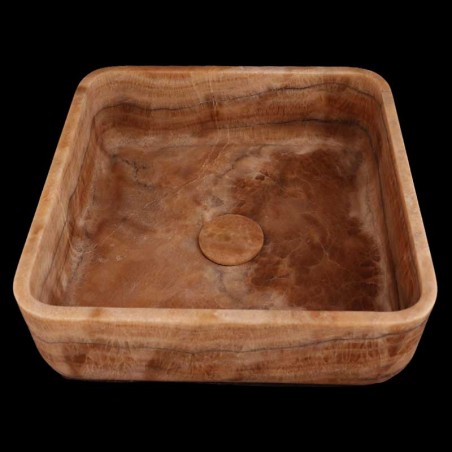 Chocolate Onyx Honed Square Basin 4169 With Matching Pop-Up Waste