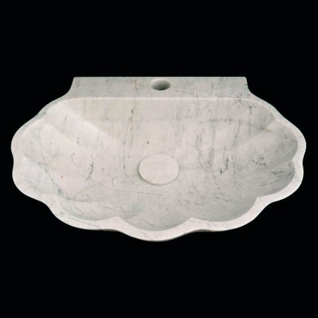 Persian White Honed Oyster Design Basin Marble 4272 With Matching Pop-Up Waste