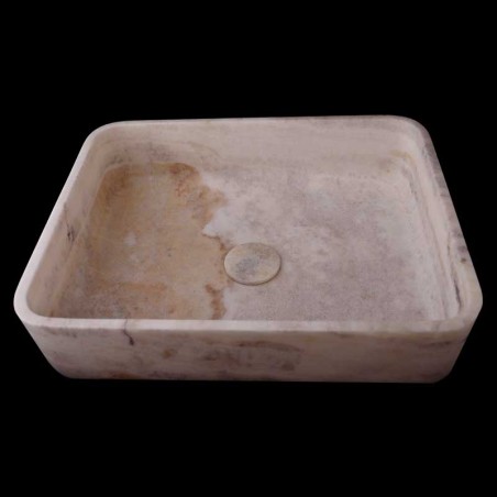 Pearl White Honed Rectangle Basin 3957 With Matching Pop-Up Waste