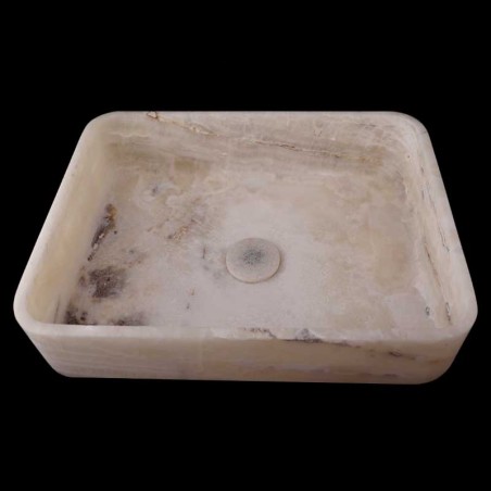 Pearl White Honed Rectangle Basin 4007 With Matching Pop-Up Waste