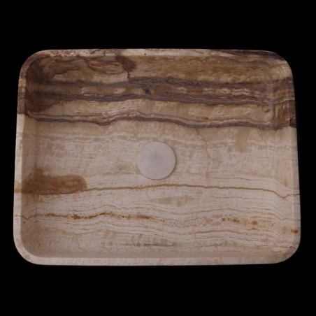 White Tiger Onyx Honed Rectangle Basin 4008 With Matching Pop-Up Waste