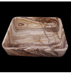 White Tiger Onyx Honed Rectangle Basin 4009 With Matching Pop-Up Waste