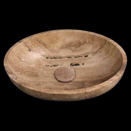 Classico Honed Oval Basin Travertine 4404 With Matching Pop-Up Waste