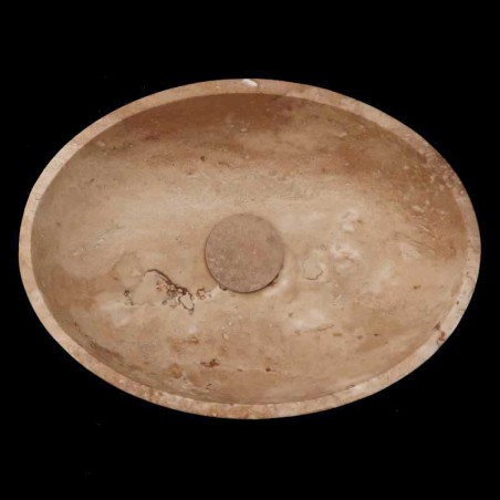 Classico Honed Oval Basin Travertine 4405 With Matching Pop-Up Waste