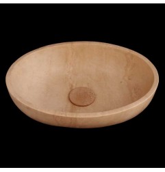 Classico Honed Oval Basin Travertine 4423 With Matching Pop-Up Waste