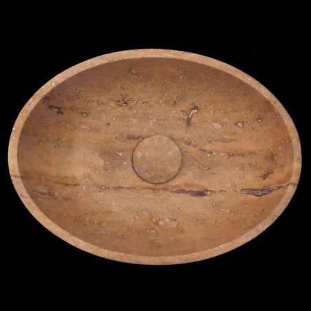 Classico Honed Oval Basin Travertine 4424 With Matching Pop-Up Waste