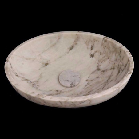 Persian White Honed Oval Basin Marble 4408 With Matching Pop-Up Waste