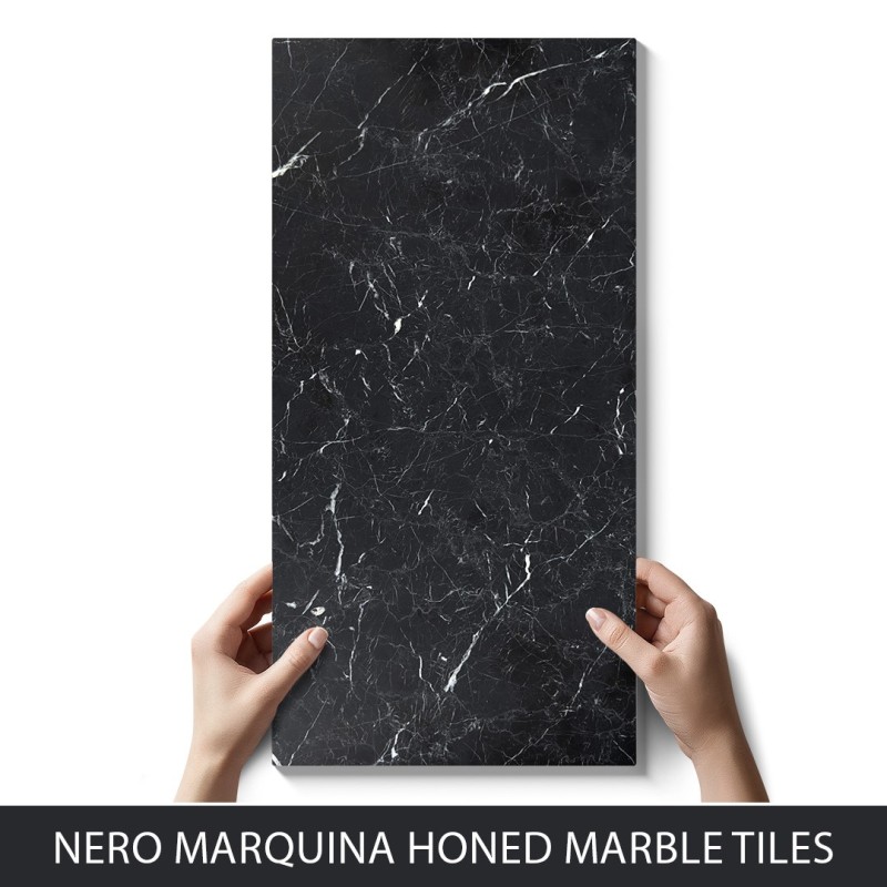 Nero Marquina Honed Marble Tiles