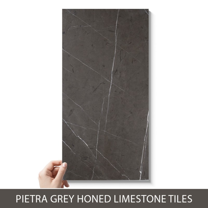 Pietra Grey Honed Limestone Tiles