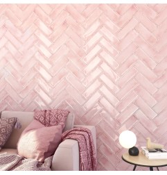 Spanish Ako Pink Subway Ceramic Tiles With A Variated Rustic Wash Finish 300x100