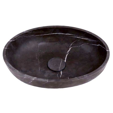 Pietra Grey Honed Oval Basin Limestone 4288 With Matching Stone Pop-Up Waste
