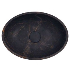 Black & Gold Honed Oval Basin Marble 4287 With Matching Stone Pop-Up Waste