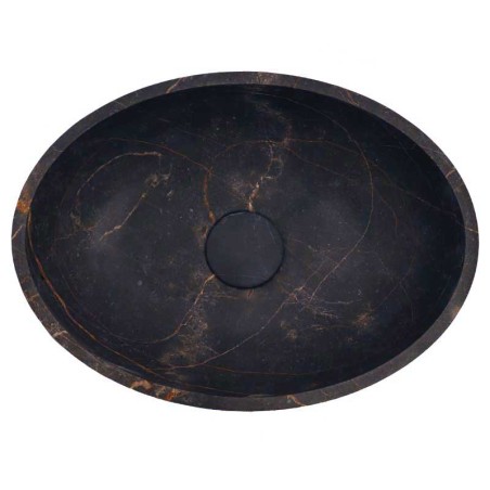 Black & Gold Honed Oval Basin Marble 4287 With Matching Stone Pop-Up Waste
