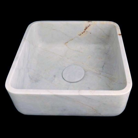Persian White Honed  Square Basin Marble 4291