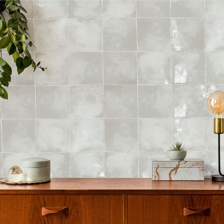 Spanish Handmade Look Brume Cotton White Gloss Ceramic tiles 130x130