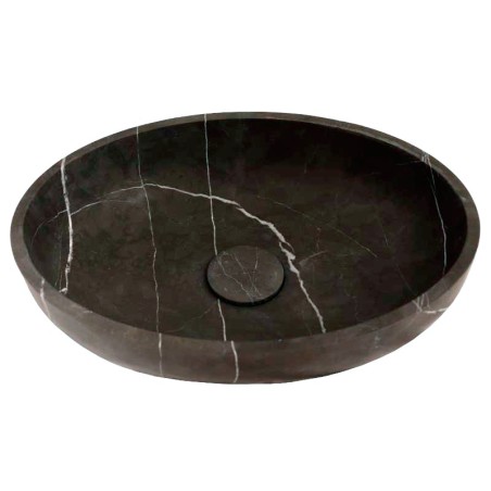 Pietra Grey Honed Oval Basin Limestone 4277 With Matching Pop-Up Waste
