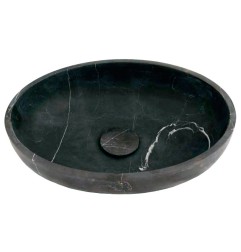 Pietra Grey Honed Oval Basin Limestone 4279 With Matching Pop-Up Waste