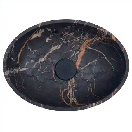 Black & Gold Honed Oval Basin Marble 4285