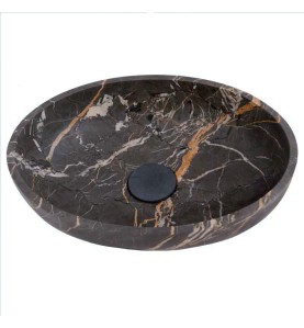 Black & Gold Honed Oval Basin Marble 4285